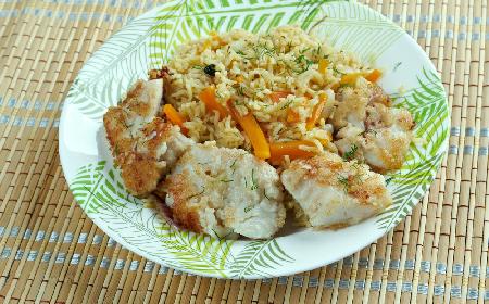 Pilaw z brokułami i dorszem z menu beszamel